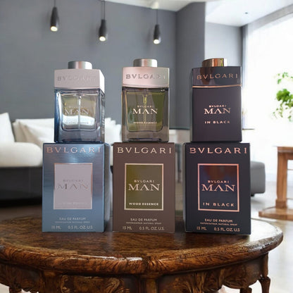 Set de perfumes Bvlgari para caballero (15ml cada uno)